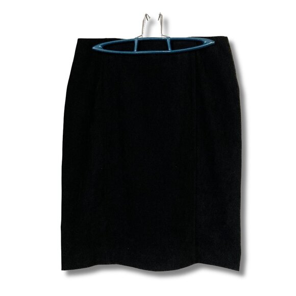 BELLESSA Black faux suede pencil skirt ~ Vintage goth vegan SMALL MEDIUM skirt - Picture 1 of 10